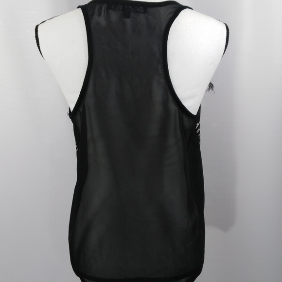 Almost Famous Sheer Sequin Tank Top Black Large - Picture 3 of 6